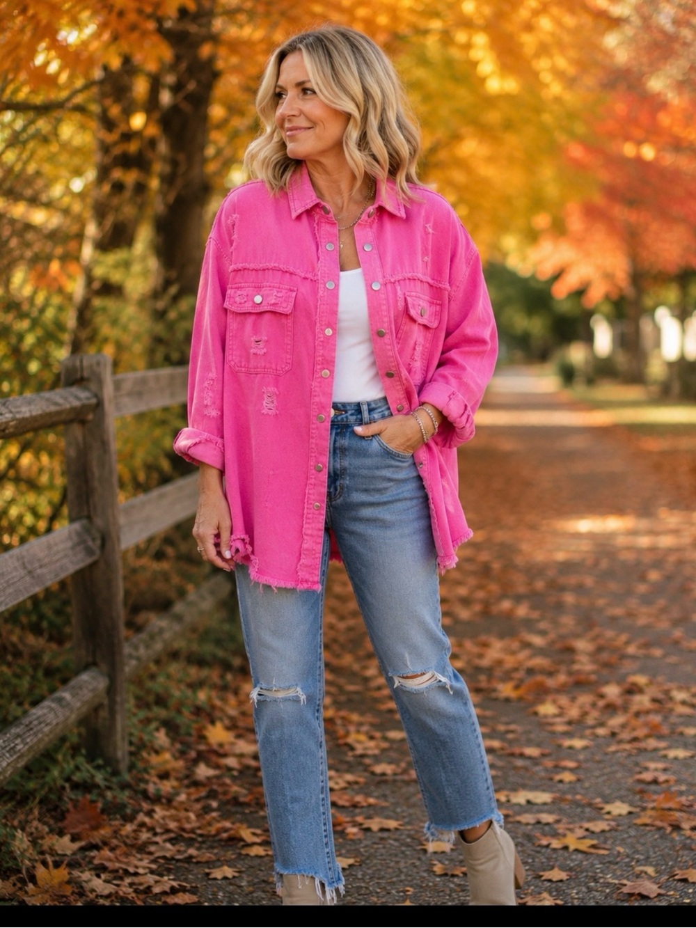 Distressed Denim Jacket – Size XL